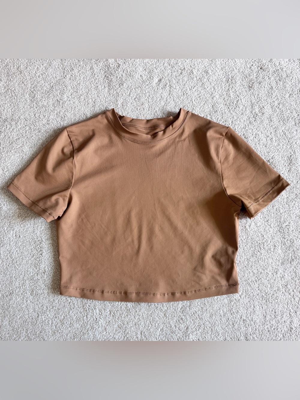 Skims Cropped Swim Tee in Camel Brown